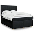 vidaXL Sommier à lattes de lit avec matelas Noir 160x200 cm Tissu