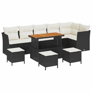 vidaXL Ensemble de canapé de jardin 10 Pièces Noir polyrotin