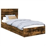 vidaXL Lit de Rangement Chêne fumé 75 x 190 cm Bois d'ingénierie