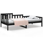 vidaXL Lit de jour Noir 90x200 cm Bois de pin massif