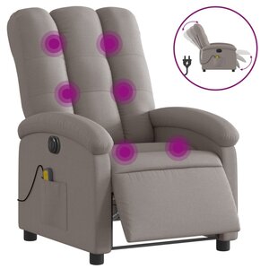 vidaXL Fauteuil de massage inclinable électrique Taupe Tissu