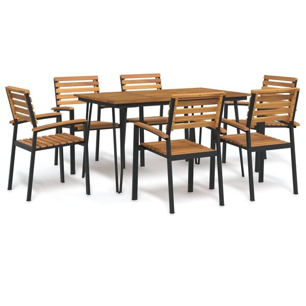 vidaXL Ensemble à manger de jardin 7 Pièces bois d'acacia solide et métal