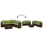 vidaXL Salon de jardin avec coussins 6 Pièces marron résine tressée