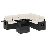 vidaXL Salon de jardin 7 Pièces avec coussins noir résine tressée