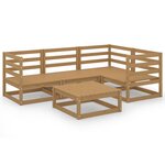 vidaXL Salon de jardin 5 Pièces Marron miel Bois de pin massif