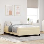 vidaXL Lit à ressorts Crème  Noir 140 x 190 cm Tissu  Bois Engineered