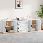vidaXL Buffets 3 Pièces Blanc Bois d'ingénierie