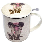 Mug en porcelaine avec infuseur métal éléphants