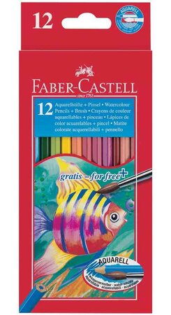 Etui de 12 crayons couleur KINDER-AQUARELL + pinceau FABER-CASTELL