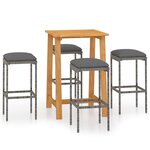 vidaXL Ensemble de bar de jardin avec coussins 5 Pièces Gris