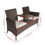 vidaXL Canapé de jardin 2 places et table à thé Résine tressée Marron