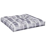 vidaXL Coussins de palette lot de 2 motif à carreaux gris tissu