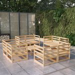 vidaXL Salon de jardin 9 Pièces bois de pin massif