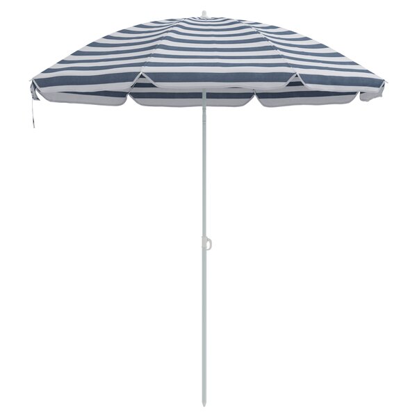 Parasol de plage vidaXL avec pied en aluminium bleu et blanc 300 cm
