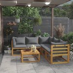 vidaXL Salon de jardin 6 Pièces avec coussin Bois d'acacia solide