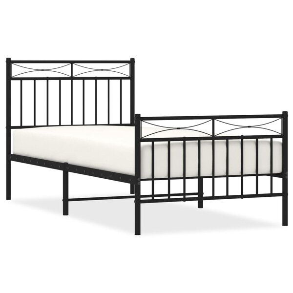 vidaXL Cadre de lit métal sans matelas avec pied de lit noir 90x200 cm