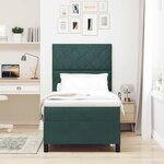 vidaXL Lit à ressort LED avec matelas Vert foncé 90 x 190 cm tissu