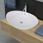 vidaXL Lavabo ovale en céramique avec trop plein 59 x 38 5 cm