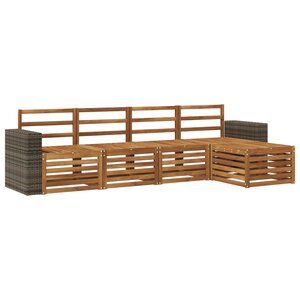 vidaXL Ensemble de canapés d'extérieur 5 pc Naturel