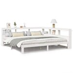 vidaXL Lit bibliothèque sans matelas blanc 200x200 cm bois pin massif