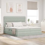 vidaXL Lit de Rangement avec matelas Gris clair 180 x 200 cm Velours