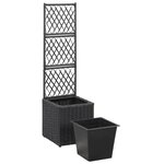 vidaXL Lit surélevé en treillis 1 pot 30x30x107cm Résine tressée Noir