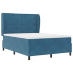 vidaXL Lit à ressorts avec matelas Bleu foncé 190 x 140 cm Velours