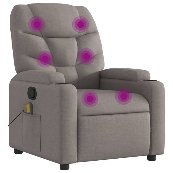 vidaXL Fauteuil de massage inclinable Taupe Tissu