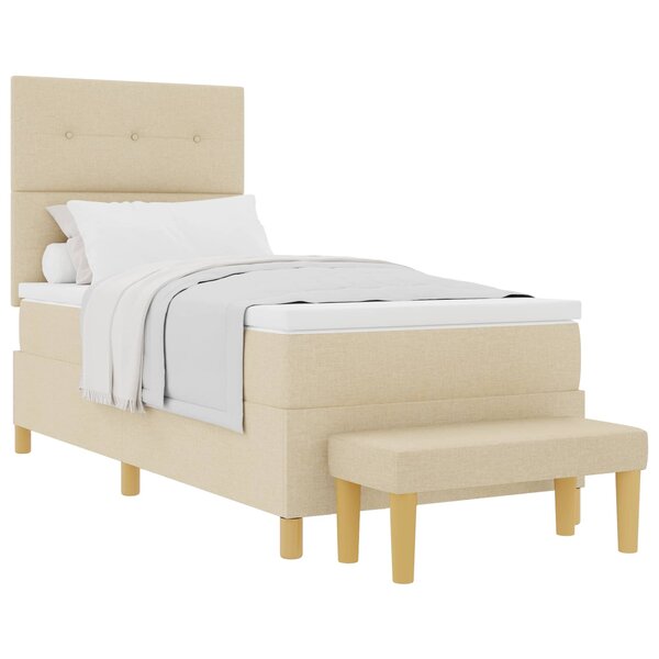 vidaXL Lit à ressorts avec matelas Crème 90 x 200 cm tissu