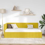 vidaXL Cadre de lit d'angle Jaune 100 cm x 200 cm tissu