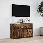 vidaXL Meuble TV avec LED chêne fumé 91x34x61 cm bois d'ingénierie