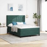 vidaXL Lit à ressorts avec matelas Vert foncé 160 x 200 cm Velours