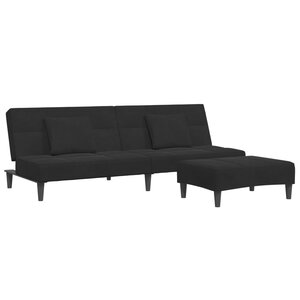 vidaXL Canapé-lit à 2 places avec repose-pied noir velours