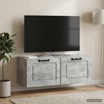 vidaXL Meuble TV mural Gris béton 78 5 x 31 x 30 cm Bois d'ingénierie