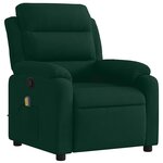 vidaXL Fauteuil de massage inclinable vert foncé velours