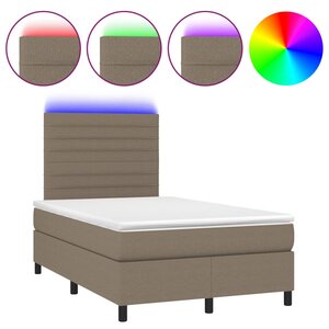 vidaXL Sommier à lattes de lit et matelas et LED Taupe 120x200cm Tissu