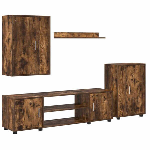 vidaXL Ensemble meuble TV 4 Pièces Chêne Fumé Bois d'ingénierie