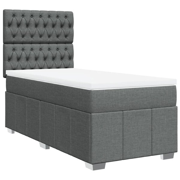 vidaXL Sommier à lattes de lit avec matelas Gris foncé 90x200 cm Tissu
