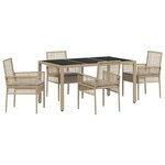 vidaXL Ensemble de salle à manger pour jardin 5 Pièces Beige polyrotin