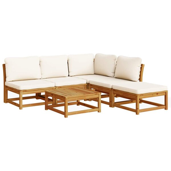 vidaXL Salon de jardin 6 Pièces avec coussins bois d'acacia solide