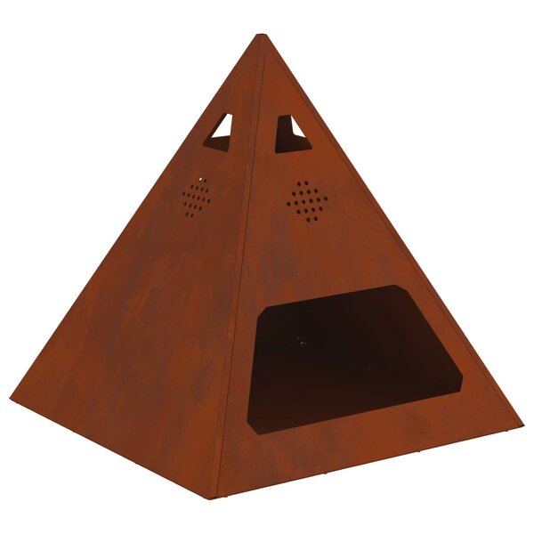 vidaXL Brasero Rouillé 50 x 50 x 51 cm Acier patiné