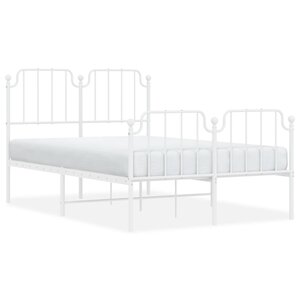 vidaXL Cadre de lit métal sans matelas et pied de lit blanc 120x200 cm