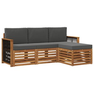 vidaXL Ensemble de canapés d'extérieur 4 pc Naturel et Anthracite