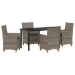 vidaXL Ensemble de jardin 5 pièces avec coussins  gris  en rotin synthétique.