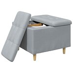 vidaXL Pouf de rangement avec coussin Gris clair 60 x 60 x 45 cm tissu