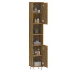 vidaXL Armoire de bain Chêne fumé 30x30x179 cm Bois d'ingénierie