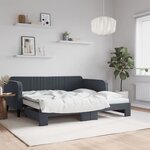 vidaXL Lit de jour avec gigogne sans matelas gris foncé 90x190 cm
