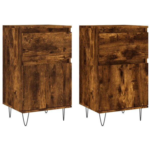 vidaXL Buffets 2 Pièces chêne fumé 40x35x70 cm bois d'ingénierie