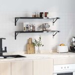 vidaXL Supports d'étagères 4 Pièces 30x2 5x15 5 cm noir acier inoxydable