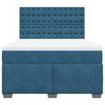 vidaXL Sommier à lattes de lit et matelas bleu 140x190 cm velours